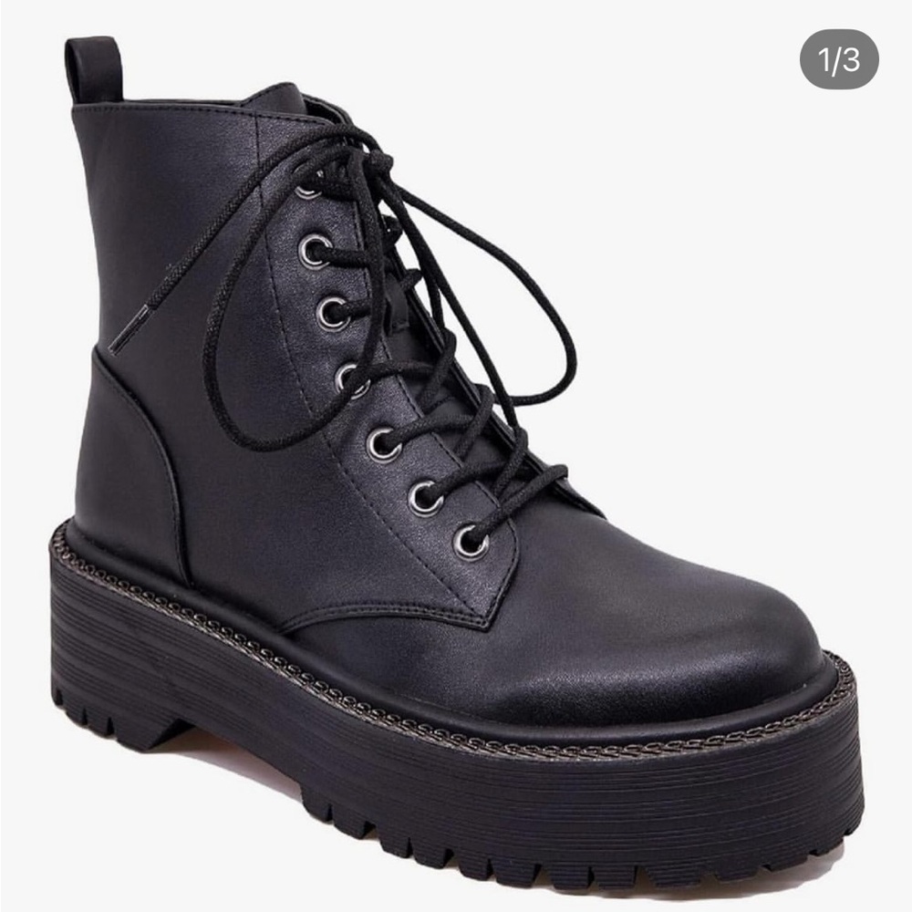 BCBGeneration Black Lace-Up Platform Boots